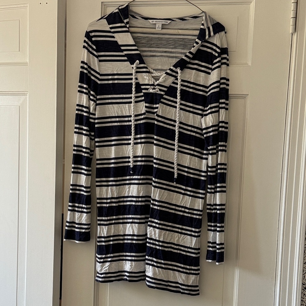 Southern Tide Navy and White Striped Hoodie